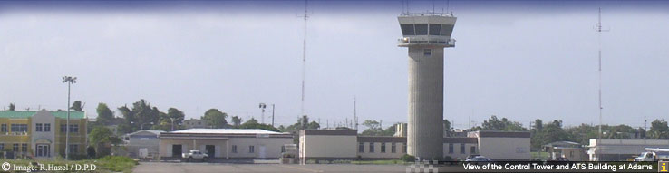 View of the Control Tower and ATS Building at Adams